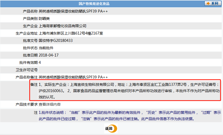 国家食品药品监督管理总局未组织对本产品所称功效进行审核